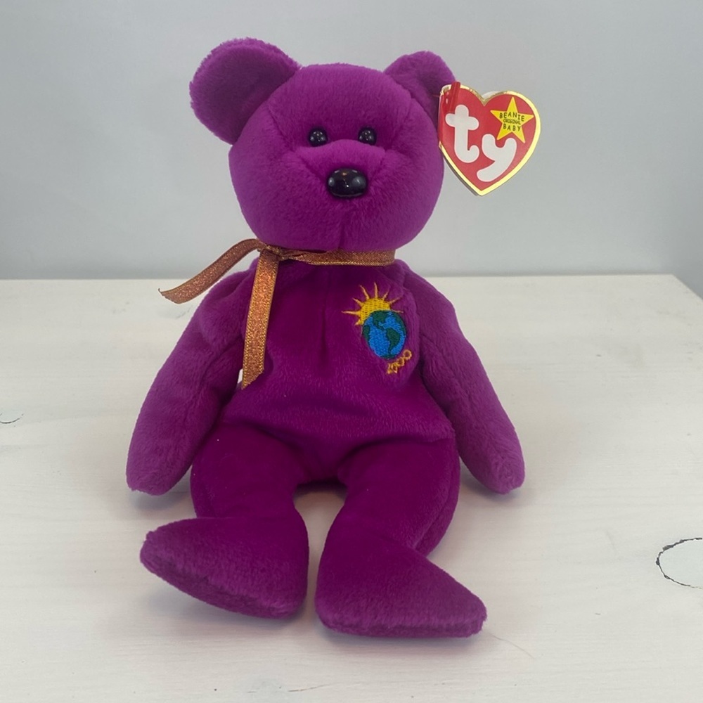 Ty Purple‎ Beanie Baby Bear Millennium